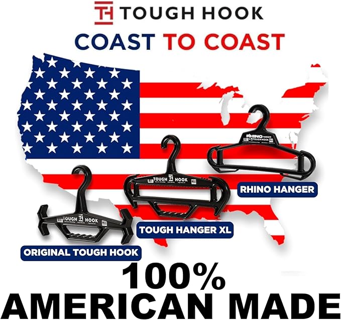 Tough Hook Original Heavy Duty Hangers – The Superhero of Hangers USA-Made, Anti-Slip ABS Resin Tactical Hanger for Police Gear, Scuba Gear & Dive BCD – DuraResin 200-lb Cap Wetsuit Hanger, 1 Foliage