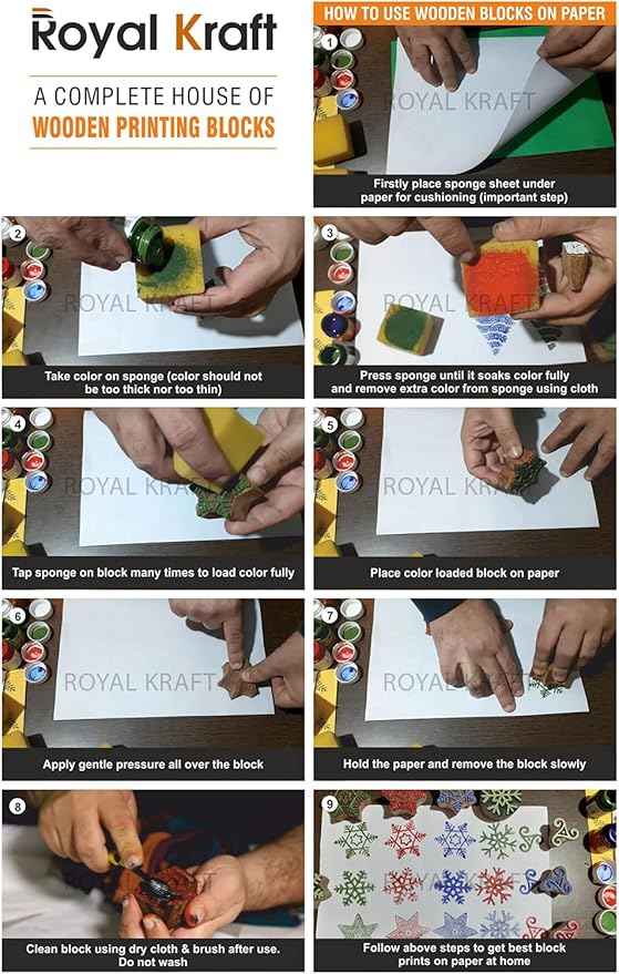 Royal Kraft Assorted Wooden Block Printing Stamps (Set of 50) Bulk01_50