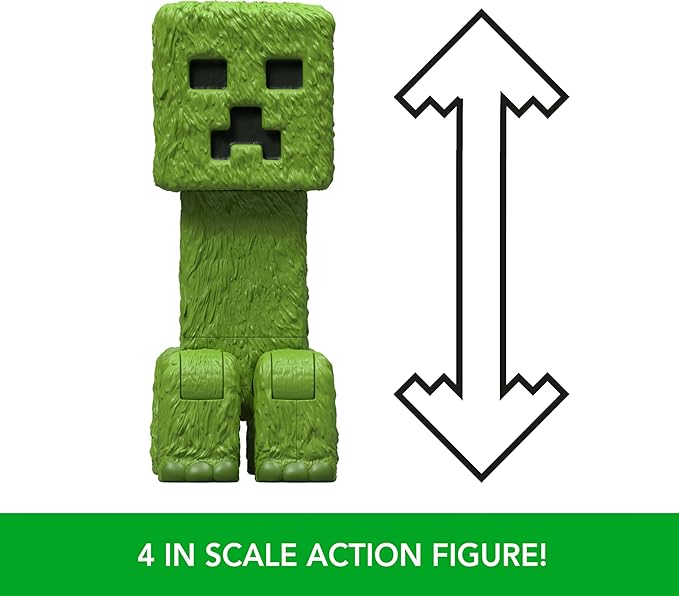 Mattel Minecraft Action Figure & Accessories Set, 4-inch Creeper Posable Character Collectible Inspired by A Minecraft Movie