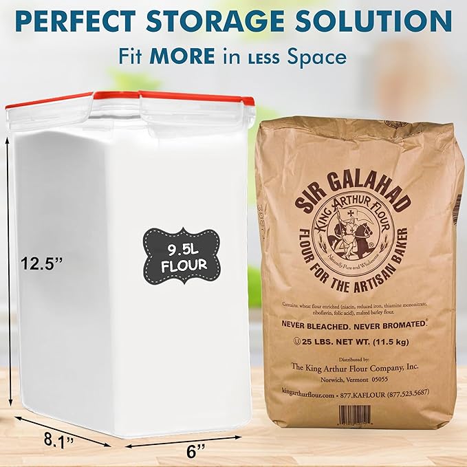 Shazo 2 PC (9.5L | 321 Oz) Extra Large Bulk Food Storage Containers with Airtight Lids for Flour, Sugar, Rice, Cereal & Pasta - Leakproof, BPA-Free Plastic Canisters for Kitchen & Pantry Organization