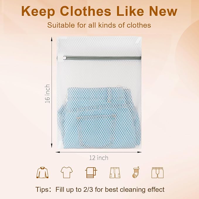 3Pcs Durable Mesh Laundry Bags, Premium Lingerie Bags for Washing Delicates, Underwear, Bra, Shoe, Sock, Laundry Bag Mesh Wash Bags Used in College Dorm, Laundry Room (12 * 16 Inches)