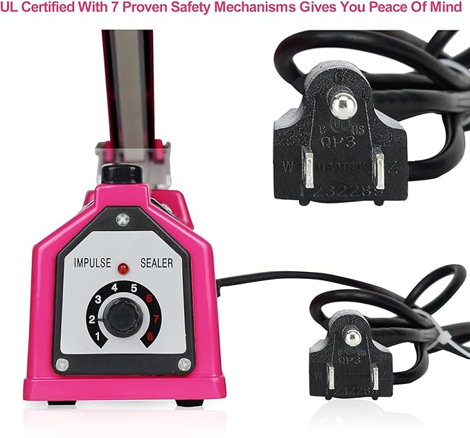 Sealer Pro, Patented 8-inch Impulse Heat Sealer, 2-mm Sealing Width Super Heavy Duty Bag Sealing Machine with Extra 2 Replacements, 1Fuse Included, Dragon Fruit
