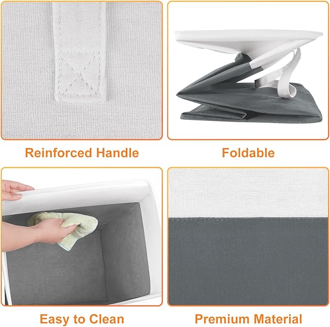 laundry basket 3-Pack, laundry hamper, Hamper with handles, collapsible laundry baskets, Waterproof dirty clothes hamper, Towel Storage for Home or Dorm, 88L-Grey