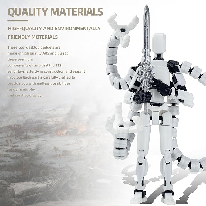 T13 Already Assembled Action Figure Accessories,T13 Multi-Jointed Movable,for Collectors Desktop Decorations t-13 Movability 3D Printed Toys (White, 7.2inch)