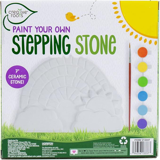 Creative Roots Paint Your Own Rainbow Stepping Stone Craft Kits for Kids, Ceramics to Paint, Ages 6+