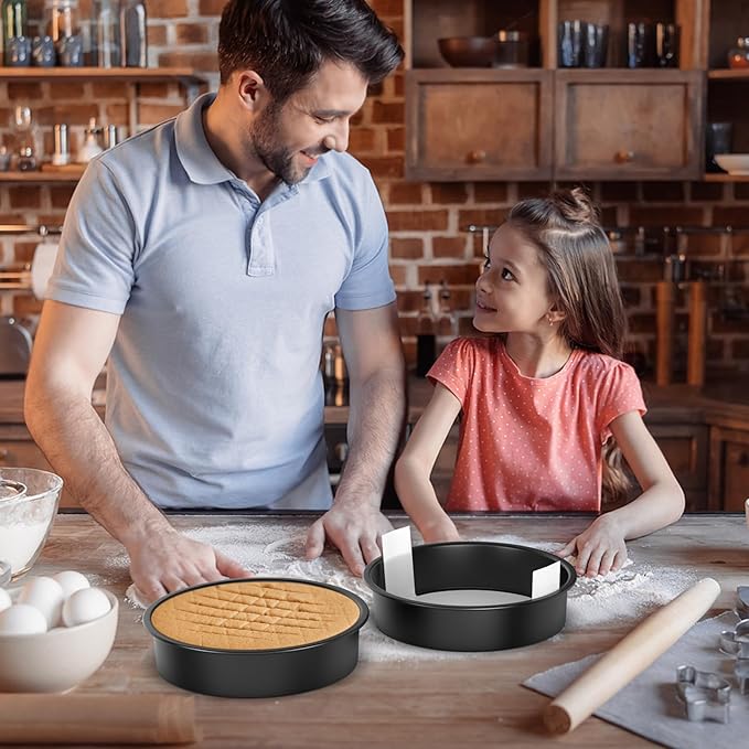 6 Inch Round Cake Pan Set of 3, Nonstick Baking Pans with 100PCS Parchment Paper, Dishwasher Safe