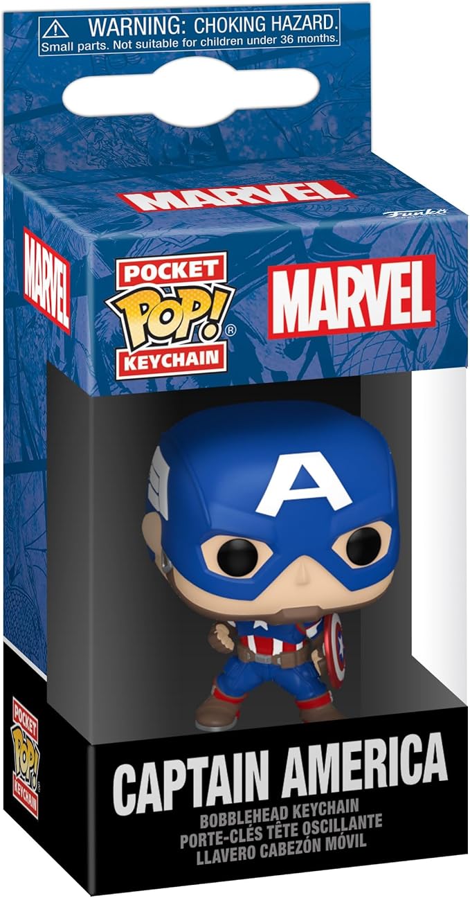 Funko POP! Keychain: Marvel - Captain America - Marvel Comics Novelty Keyring - Collectable Mini Figure - Stocking Filler - Gift Idea - Official Merchandise - Comic Books Fans - Backpack Decor