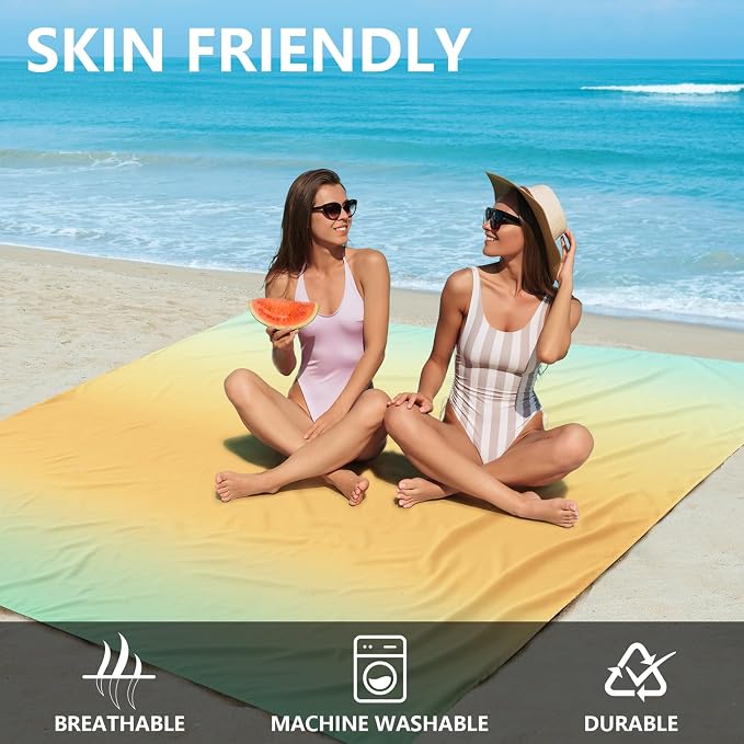 AISPARKY Beach Blanket Waterproof Sandproof Extra Large, Oversized Beach Mat, Quick Drying&Compact&Lightweight, Picnic Blankets Vacation Essentials for Outdoor Beach Camping (79" X 108" (6 Person))