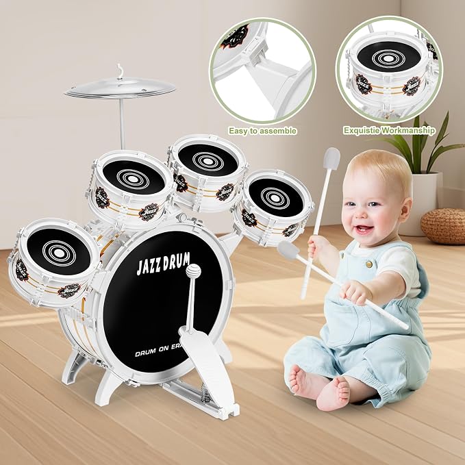 Kids Drum Set for Toddlers 1-3 - Musical Toy Drums Set for Kids - 5 Drums Musical Instruments Toys for 3 4 Year Old Brithday Ages 3-5