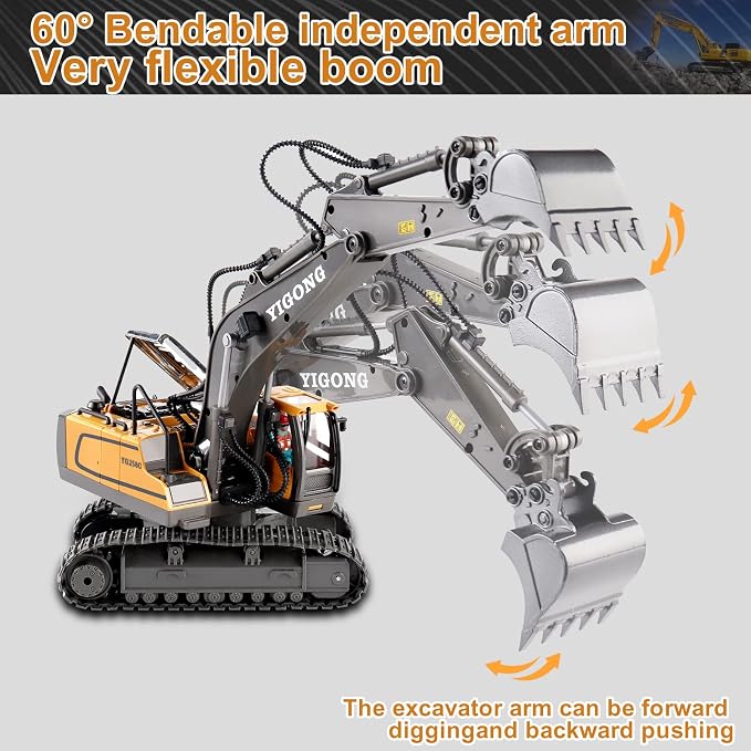 Dwi Dowellin Remote Control Excavator Toys for Boys,Construction Rc Excavators for Kids Age 4-7 8 9 10 Year Old,Ideal Toys,Batteries Included