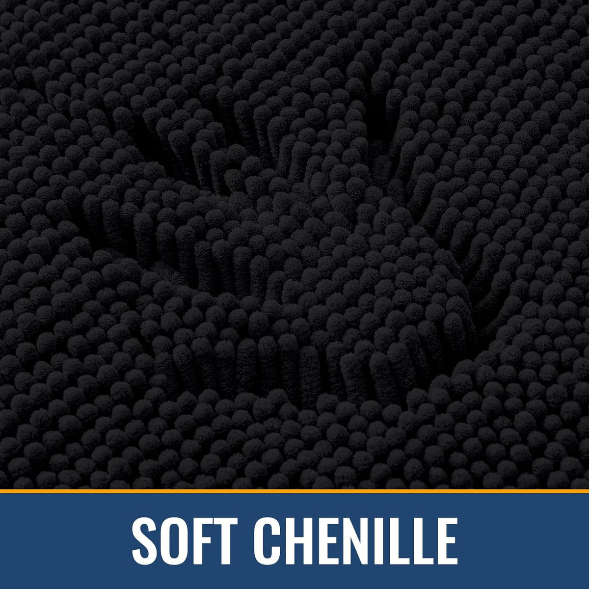 Arotive Bathroom Rugs 24x16, Extra Soft Absorbent Shaggy Chenille Bath Rugs, Machine Washable Rubber Backing Non-Slip Bath Mats for Bathroom Floor Tub and Shower, Home Decor Accessories, Black