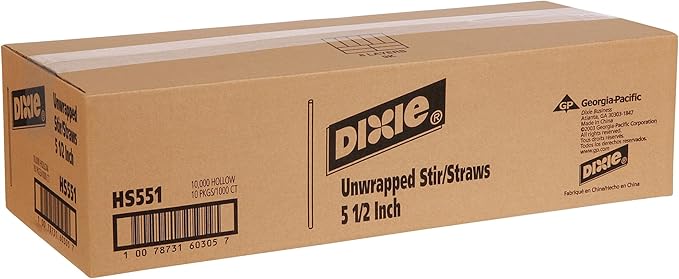 Dixie Plastic Coffee Stirrers, 10,000ct, 5.5" Disposable Drink Stir Sticks - Red/White