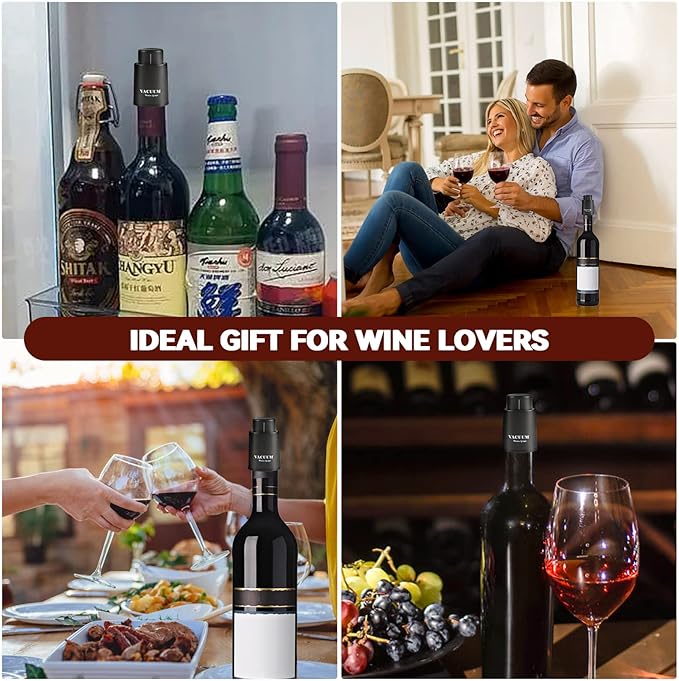 1 PACK Wine Bottle Stoppers,Real Vacuum Champagne Stoppers,Reusable Wine Preserver,Wine Corks Keep Fresh,Best Gifts for Wine Lovers for Christmas Gifts