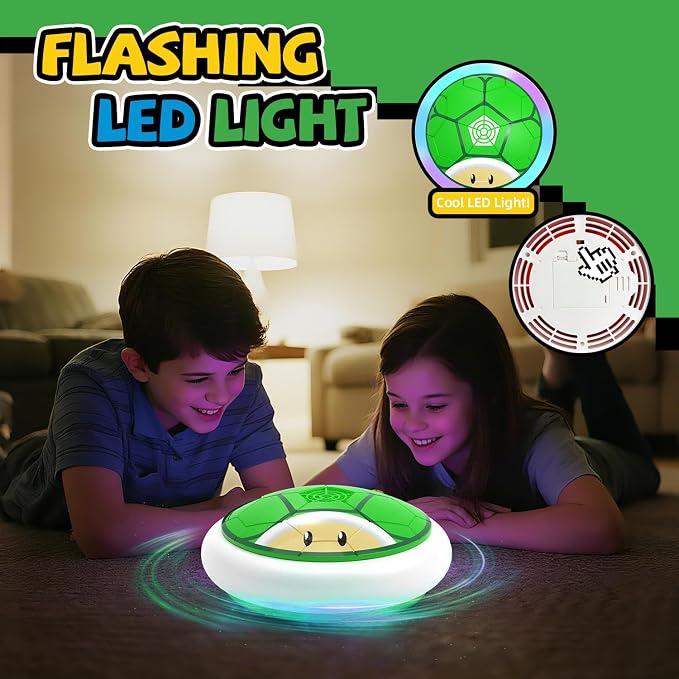 Soccer Toy for Boys 4-6, Hover Soccer Ball with LED Lights, Indoor Toy Games for Kids Age 6-8, 8-12, Kids Boy Birthday Gifts Toys Air Floating Soccer (Green)