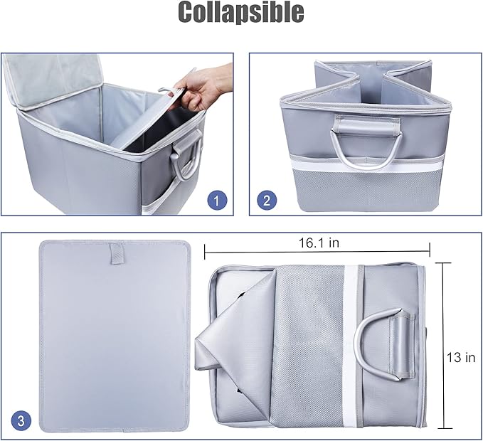 TOMKID Fireproof File Cabinet with Lock, Fireproof Document Organizer Collapsible File Box Filing Cabinet with Handle for Letter Legal Folder Certifications