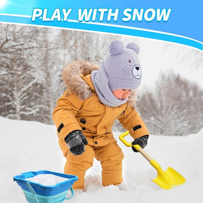 16" Jumbo Beach Sand Shovels Toys for Kids, Pink Gardening Tool Kits, Sturdy Long Wooden Spade for Sand Snow Digging, ABS Plastic Scoops Gift for Summer Winter Camping Backyard Planting (3PCS)