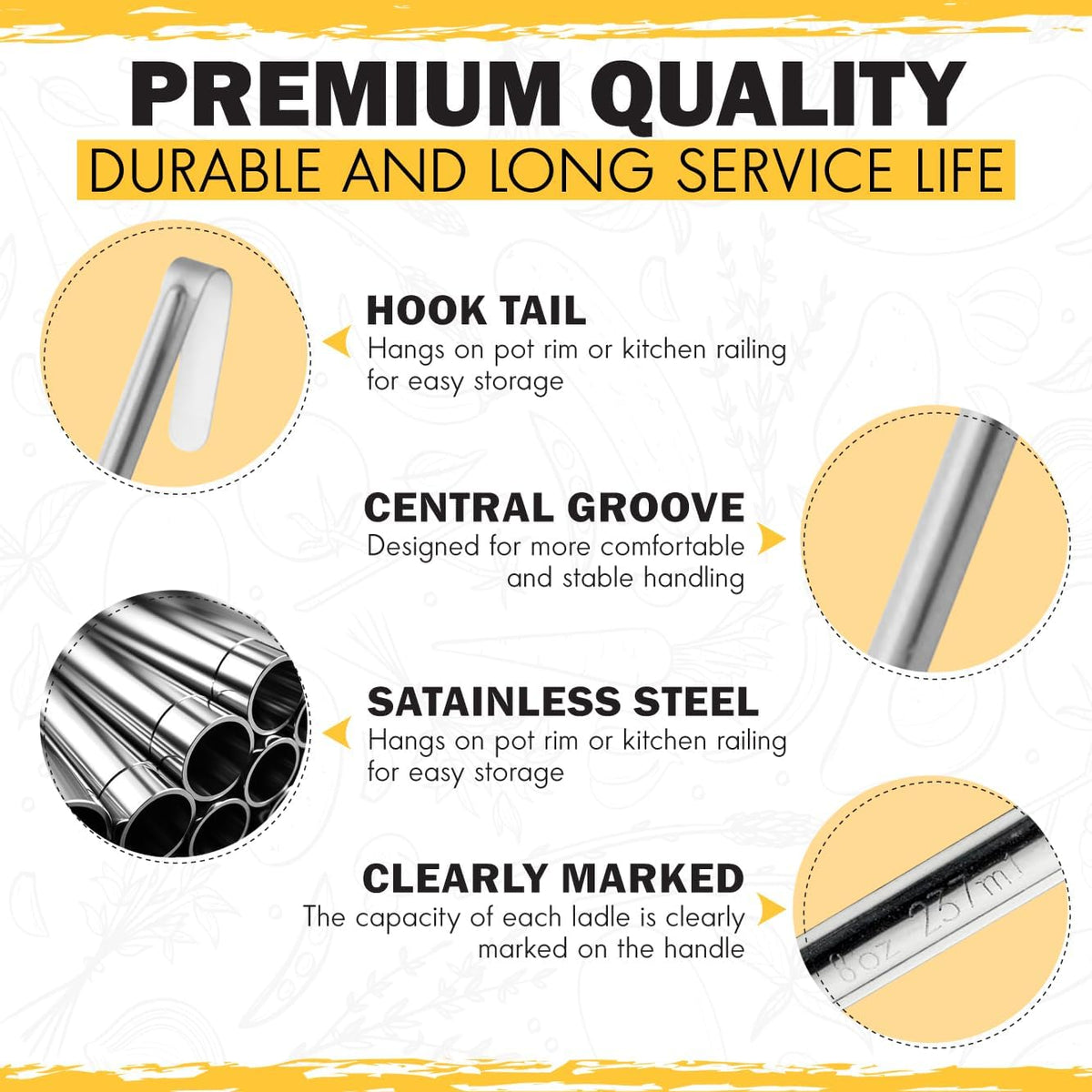 Ladle - Durable Stainless Steel Ladle Serving Measuring Soup Dressing Sauce Gravy Sturdy Dependable Long Handle for Kitchen (1, 3 Oz.)