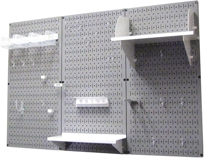 Wall Control Pegboard Organizer 4 ft. Metal Pegboard Standard Tool Storage Kit with Gray Toolboard and White Accessories