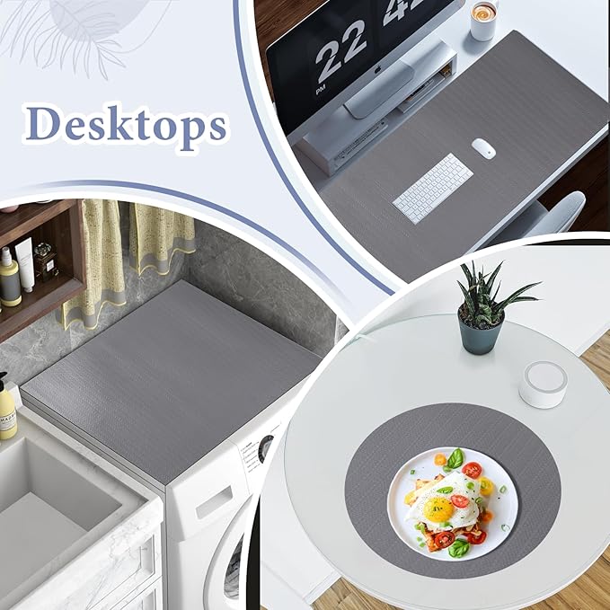 Drawer and Shelf Liner for Kitchen Cabinet: 23in X 90 Ft Non Slip Waterproof Shelf Paper Non Adhesive Refrigerator Liners Gray Easy Liners for Bathroom Cupboard with Knife Tape Measure