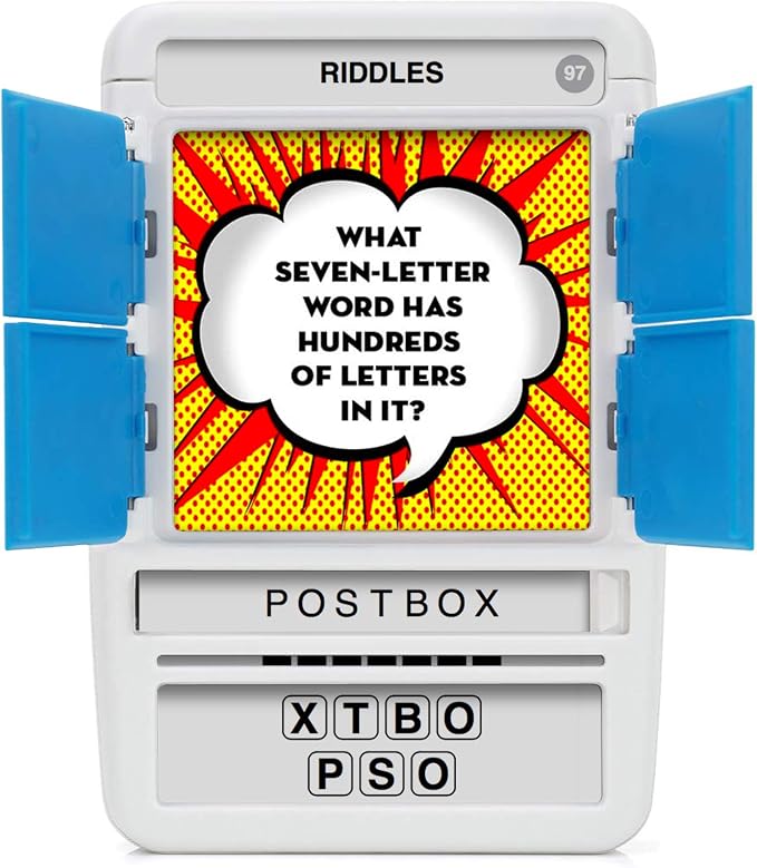 100 PICS Riddles Travel Game - Guess 100 Riddles | Flash Cards with Slide Reveal Case | Card Game, Gift, Stocking Stuffer | Fun for Kids and Adults | Ages 6+