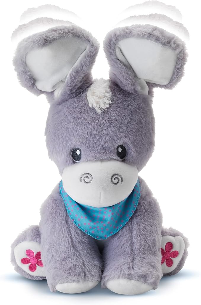 KiddoLab Peek-A-Boo Donkey: Soft Stuffed Animal Toy for Infants 6-18 Months with Moving Ears, Songs, Tunes & Lullabies