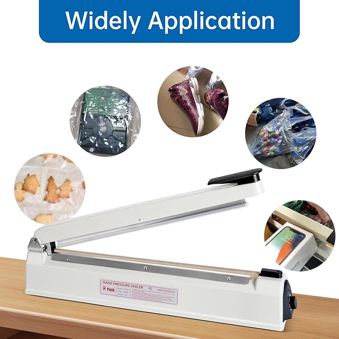 Impulse Heat Sealer with Seal bar, Heavy-Duty Bag Sealing & Cutting Machine, 2 Extra Replacements (red, 12inch)