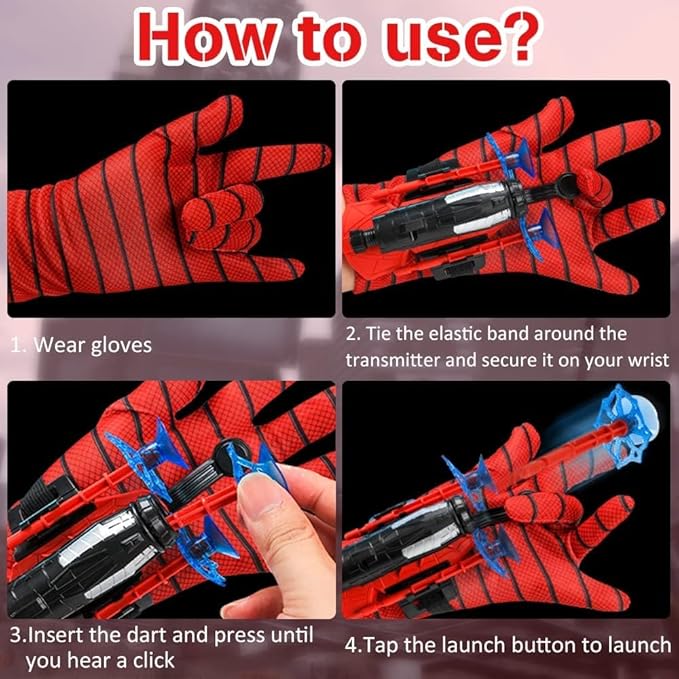 Black Style Spider Web & Soft Missile Launcher Toy 2 Pcs Set,High-Precision Web Shooter for Cosplay, Roleplay & Outdoor Fun - Adjustable Strap, Durable Design, Safe for Kids& Adults
