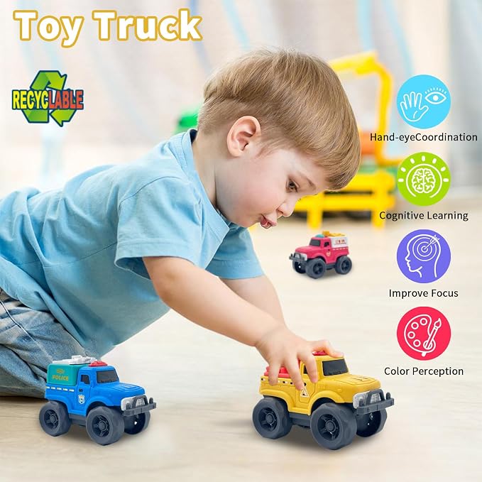Aigitoy Toddler Car Toys for Boy Girl 1-3 Year Old, Yellow Mixter Truck, BPA Free, Phthalates Free, PVC, Recycled Plastic, Toddlers Toy for Fine Motor Skills, for Boys Girls