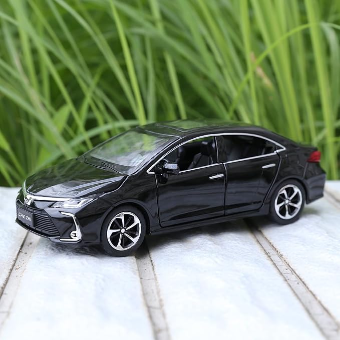 BDTCTK Compatible for 1:32 Corolla Model Car, Zinc Alloy Pull Back Toy Car with Sound and Light for Kids Boy Girl Black