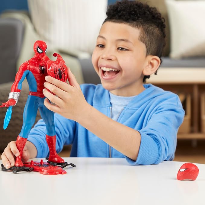 Marvel Spider-Man Thwip Blast Spider-Man Action Figure with Accessories, 11-Inch-Scale Super Hero Toys for Kids Ages 4 and Up