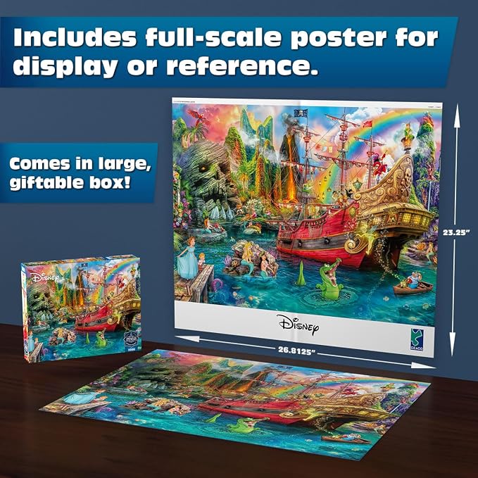 Disney Peter Pan Mermaid Lagoon 1000 Piece Jigsaw Puzzle for Adults - Buffalo Games Sapphire Select Premium Puzzles
