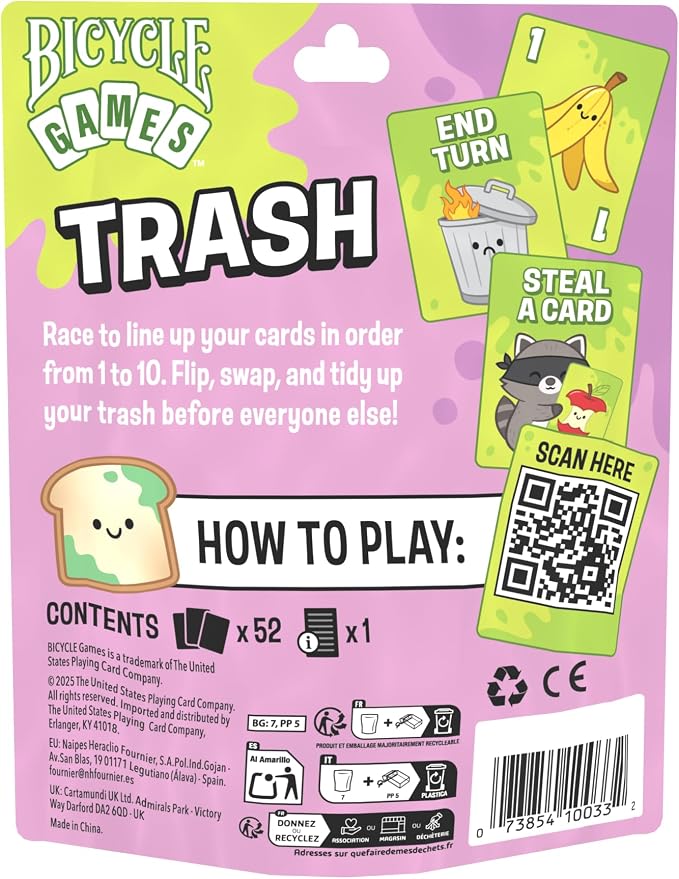 Bicycle Trash Card Game – Fast‑Paced Family Card Game for Kids & Adults, Easy‑to‑Learn Travel Game, Includes Custom Cute Trash Panda Raccoon Deck and Instructions, Fun Strategy Game for Game Night