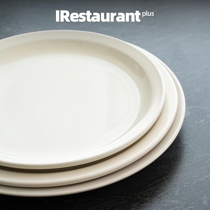 Stoneware Narrow Rim Commercial Grade Dinnerware, America White, Plate 7.25", Case of 36