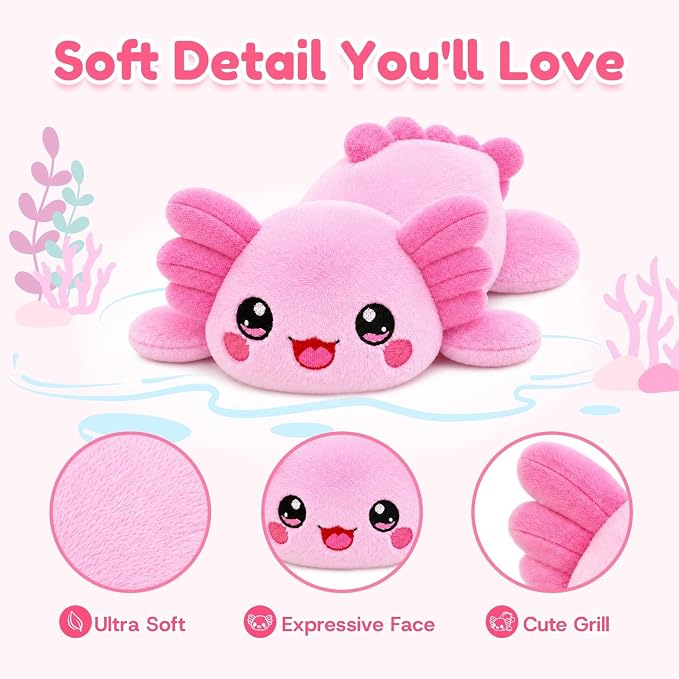 Axolotl Weighted Stuffed Animal, Soft Plush Toy Gift (10.6 Inch, 0.7 Lbs)