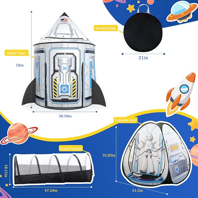 Sumbababy Space Tent for Kids: Space Toy for Baby- Kids Tent with Tunnel - Tunnel Toys for Toddlers.