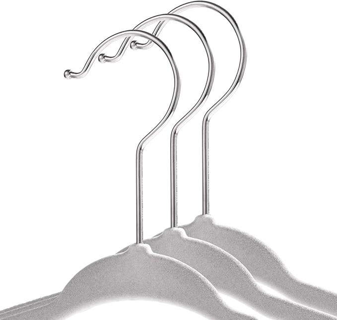 Casafield 50 Velvet Baby Hangers - 11" Size for Infant & Toddler Clothes - Gray
