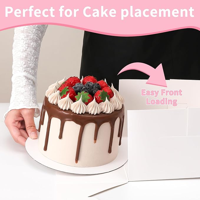 28 Pack Cake Boxes with Window, 10x10x5 Inches Bakery Containers, 10 Inch Cake Carrier, Disposable Bakery Boxes for Cake Cupcake Cookie Pie Pastry (White, 10105 inch/28pcs)