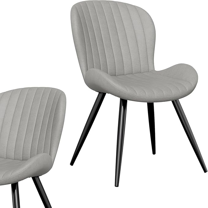 Nalupatio Dining Chairs Set of 2, Modern Dining Room Chairs Comfy Backrest Thick Upholstered Kitchen Chairs 19IN Height with Metal Legs Grey