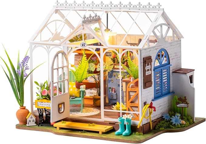 Rowood DIY Miniature House Kit,Mini Dollhouse KIt,Mayberry Street Craft Model Kits for Adults with LED,Birthday Gift/Home Decor for Family Friends-Dreamy Garden House