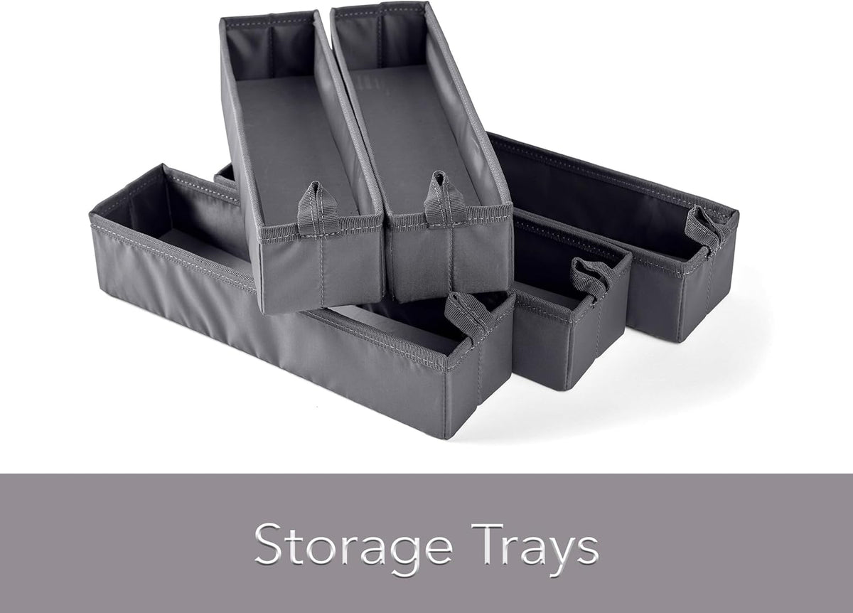 Covermates Keepsakes Flatware Storage Box - Stackable - Reinforced Handles - China Storage, Graphite