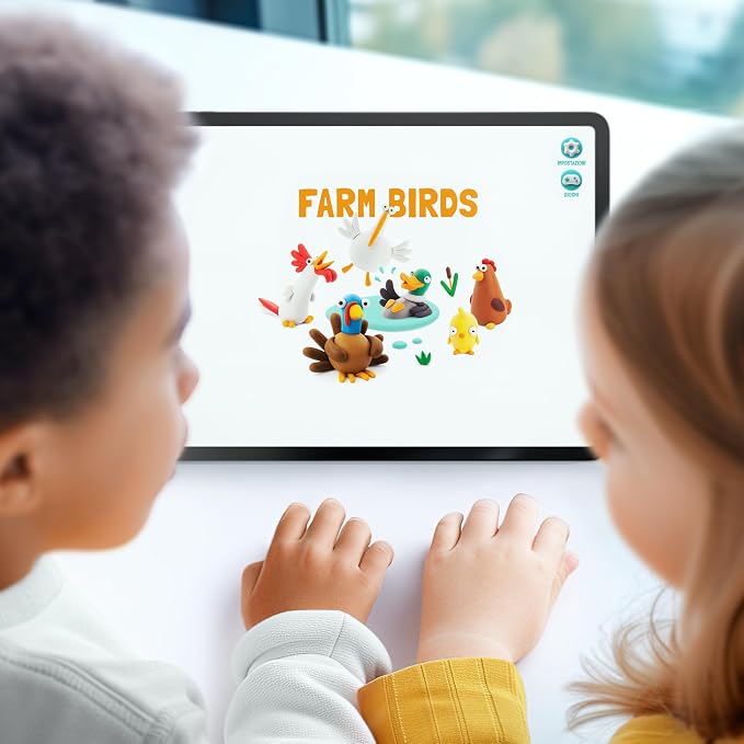 HEY CLAY Colorful Modeling Air Dry Clay for Kids 6 cans with Fun Interactive Instructions App - Kids Activities Age 3+ (Farm Birds: Chick, Turkey, Rooster)