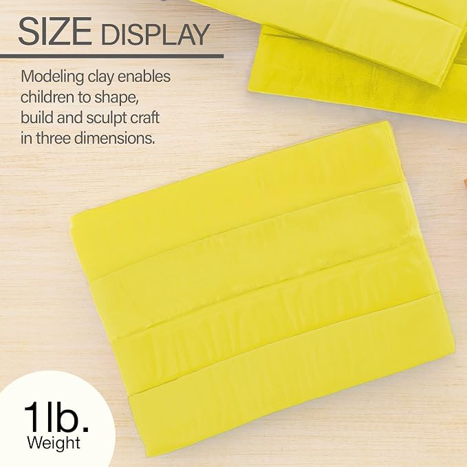 BAZIC Products Yellow Modeling Clay, 1 lb, Non-Hardening, for Sculpting Art Crafts, Reusable, 2 Pack