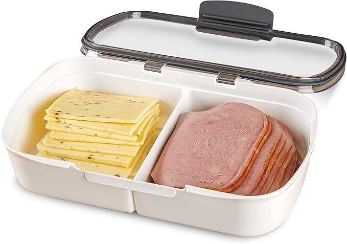 ProKeeper Split Deli Food Storage Container with Air-Tight Silicone Seal and Dry Erase Compatible Lid, 11.75