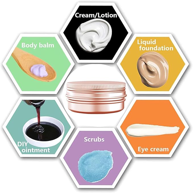 1 Ounce Aluminum Tin Jar with Screw Cap 30mL Tin Cans Refillable Containers for Cosmetic, Lip Balm, Cream, Lotion, Balms, Spices, Salve, Rose Gold 40 Pcs