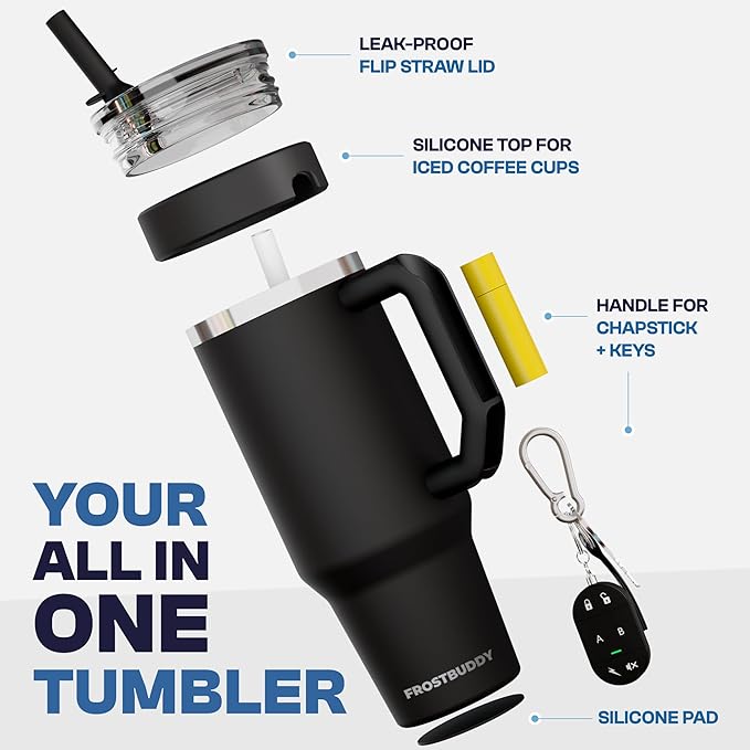 Thicc Buddy - 40 oz Stainless Steel Vacuum Insulated Tumbler with Lid and Straw for Water - Travel Mug Cupholder Friendly - Gifts for Women Men Him Her (Blossom)