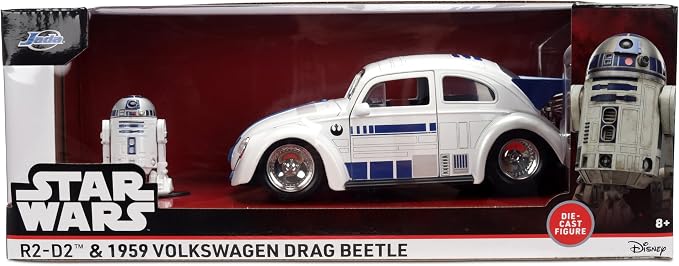 Jada Star Wars R2-D2 with 1959 Volkswagen Drag Beetle 1:24 Die-Cast Vehicle & 2.5-Inch Figure Toys