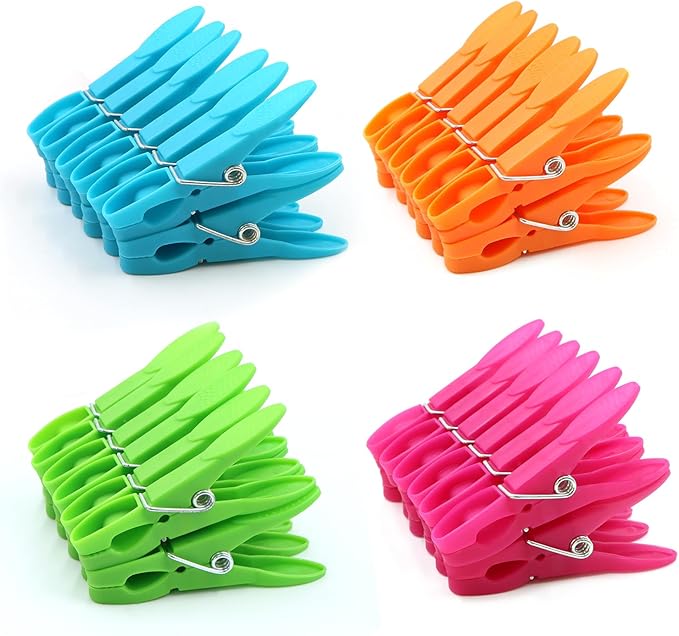 48 Packs Colorful Plastic Clothespins Hangers Clips Clothes Pins Heavy Duty Laundry Clothes Pins Clips with Springs, Air-Drying Clothing Pin Set