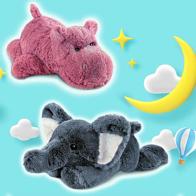 OSOCU® Microwavable & 1.8 LB Weighted Stuffed Animal - Grey Elephant Heating Pad with Lavender & Tourmaline - Soothing Warm Heatable Plush Toy for Menstrual Cramps, Muscle Aches, Shoulder Tension