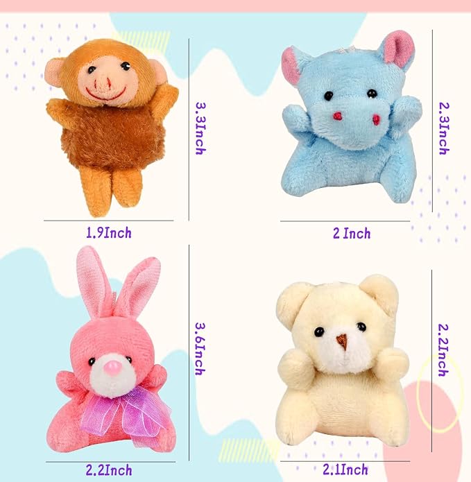 Mini Plush Animal Toy Set,Cute Animals Keychain Decoration for Kids,Goodie Bag Fillers, Basket Stuffers, School Prizes, Valentine's Day Party Supplies (12pcs)