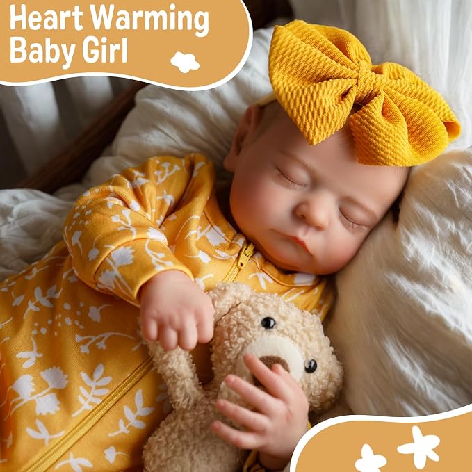 ADFO Lifelike Reborn Baby Dolls, 20 inch Realistic Newborn Real Life Baby Girl Dolls Soft Full Body Vinyl Girl Baby Dolls with Clothes and Toy Gift for Kids Age 3+